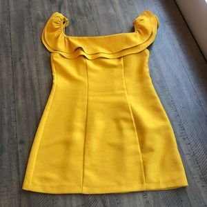 Top Shop Structured Off Shoulder Dress - Mustard